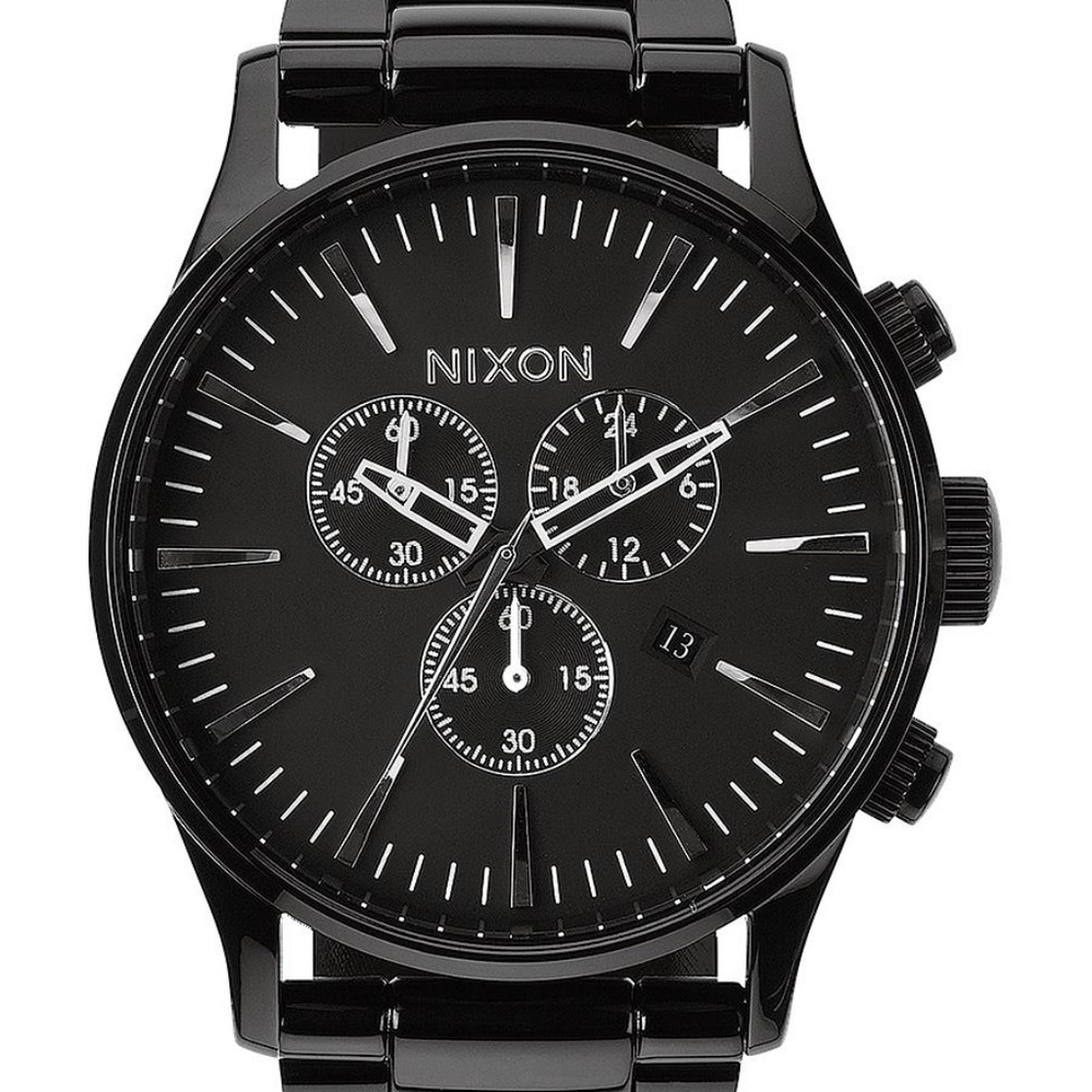 NIXON Sentry Chrono Mens Watch Black Stainless